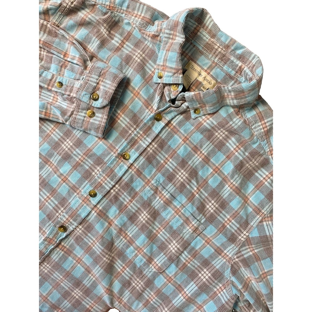 The Territory Ahead Mens Shirt Pincord Corduroy Button Down Plaid Size XLT